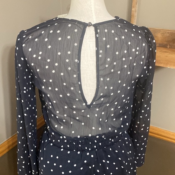 Francesca’s Navy Polka Dot Long Sleeve Dress size medium NWT - Picture 6 of 9